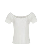 unspoken Minimalist Slim Fit Cotton Short Sleeve Women Off Shoulder Crop Tops