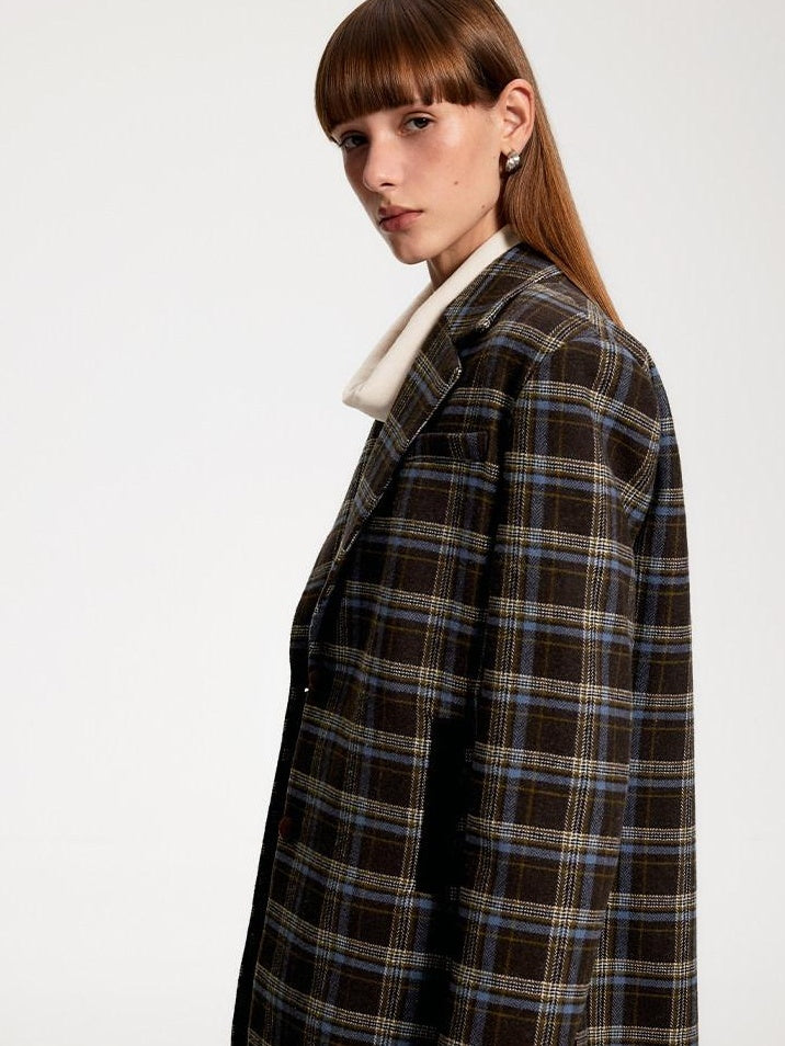 someone sometimes Original Design Plaid V-neck Long Sleeve Polyester Office Chic Top & Skirt Sets