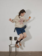 Lofi choose Oversized Letter Print Crewneck Pullover Commuter Style Women Oatmeal Sweatshirt