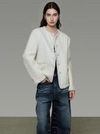unspoken Wool Blend Minimal Commuter Relaxed Fit 3D Tailored Cropped Jackets