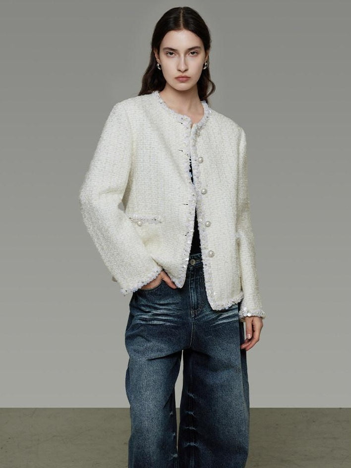 unspoken Wool Blend Minimal Commuter Relaxed Fit 3D Tailored Cropped Jackets
