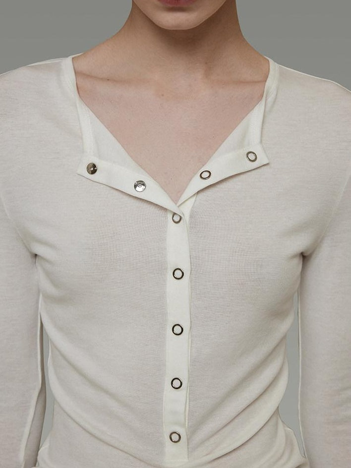 unspoken Breathable Skin Friendly Slim Fit Button Half Collar Women Knit Cardigans