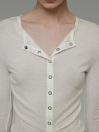 unspoken Breathable Skin Friendly Slim Fit Button Half Collar Women Knit Cardigans
