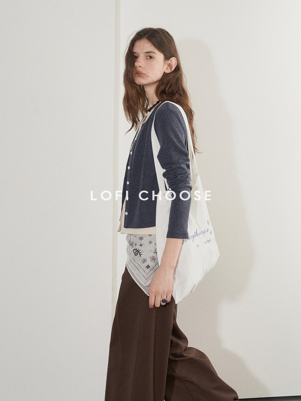 Lofi choose Two Tone Button Front Loose Fit Commuter Round Neck Women Knitwear Cardigans