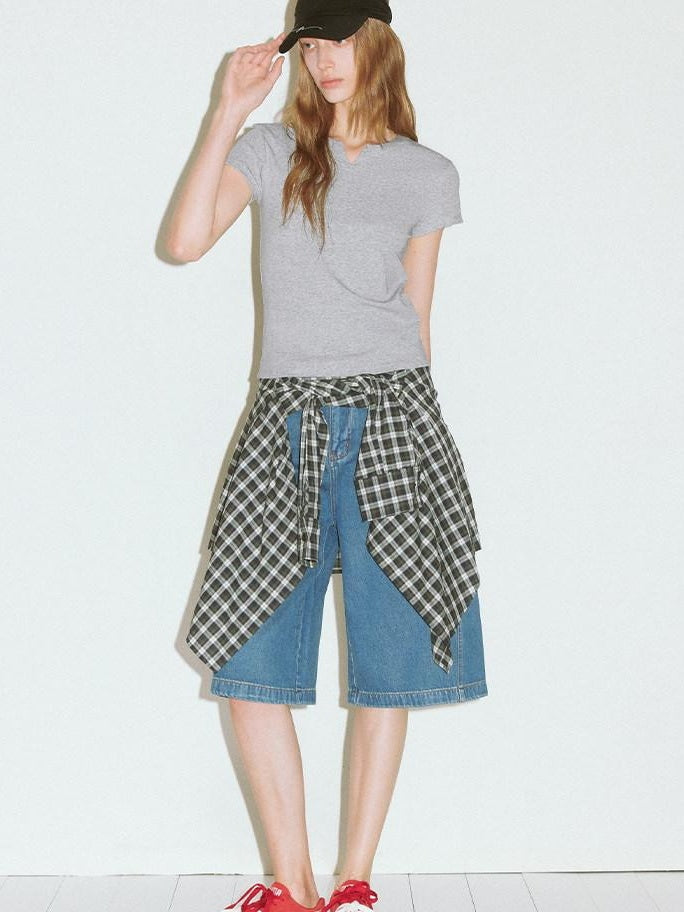 fano Moisture Wicking Slim Fit Korean Commuter Crew Neck Tee Basic Crop Tops
