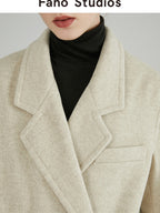 fano Minimal Commuter Double Breasted Straight Midlength Blazer Women Long Coats