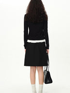 fano Stretch Viscose Slim Fit Embroidered V-neck Workwear Black Long Sleeve Cardigans