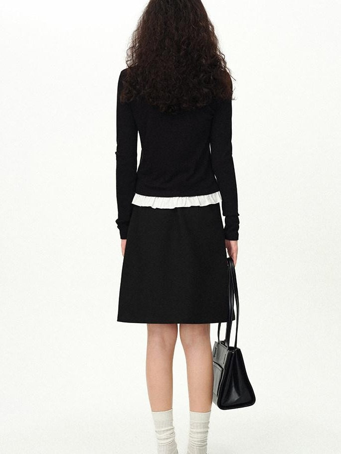 fano Stretch Viscose Slim Fit Embroidered V-neck Workwear Black Long Sleeve Cardigans