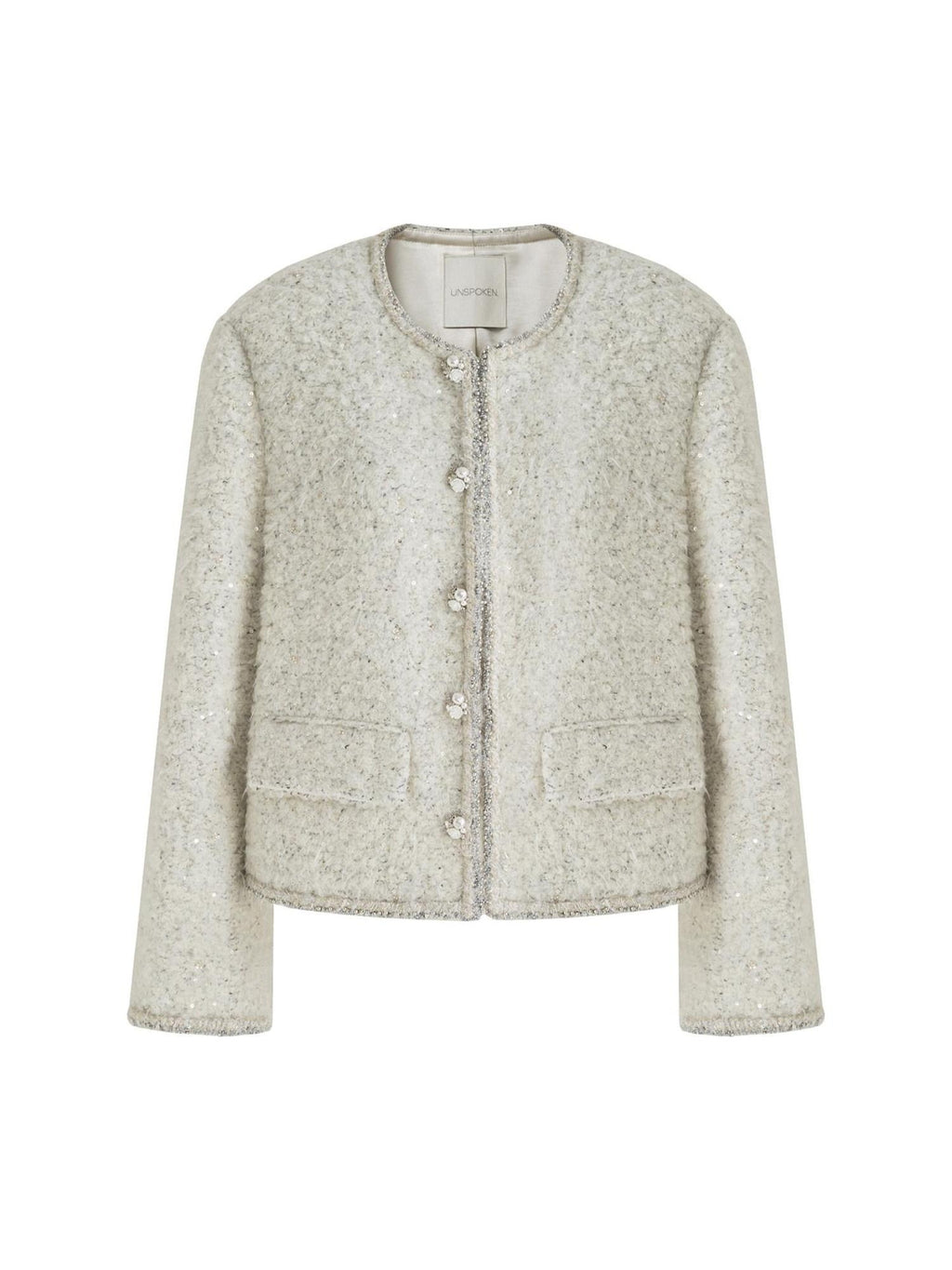 unspoken Lambswool Minimal Commuter Loose Single Button Round Neck Women Cropped Jackets