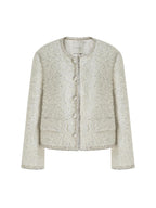 unspoken Lambswool Minimal Commuter Loose Single Button Round Neck Women Cropped Jackets