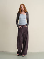 someonesometimes Washed Cotton Vintage Balloon Natural Waist Casual Women Purple Pants