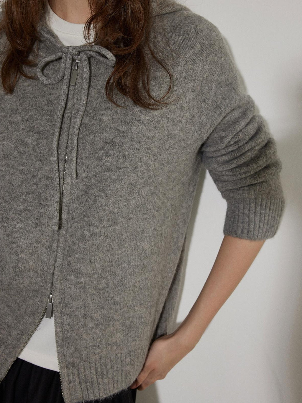 Lofi choose Soft Acrylic Wool Blend Oversized Zip Hooded Women Heather Gray Hoodie