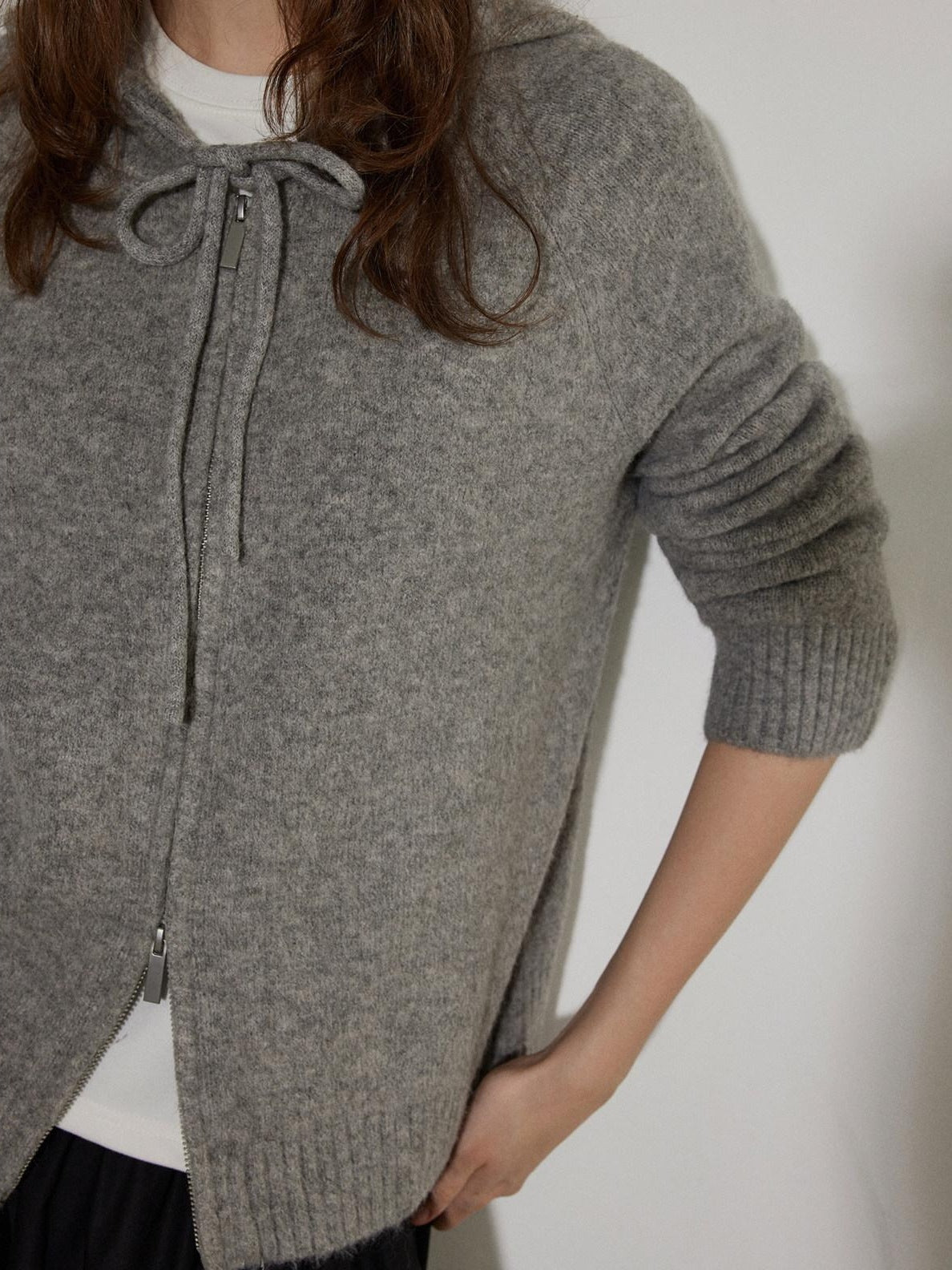Lofi choose Soft Acrylic Wool Blend Oversized Zip Hooded Women Heather Gray Hoodie