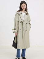fano Minimalist Double Breasted Long Straight Fit Office Workwear Women Trench Coats