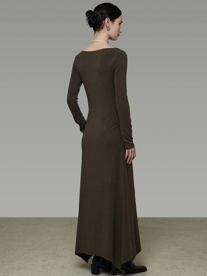 unspoken Breathable Viscose Halter High Waist A Line Knit Office Women Maxi Dresses