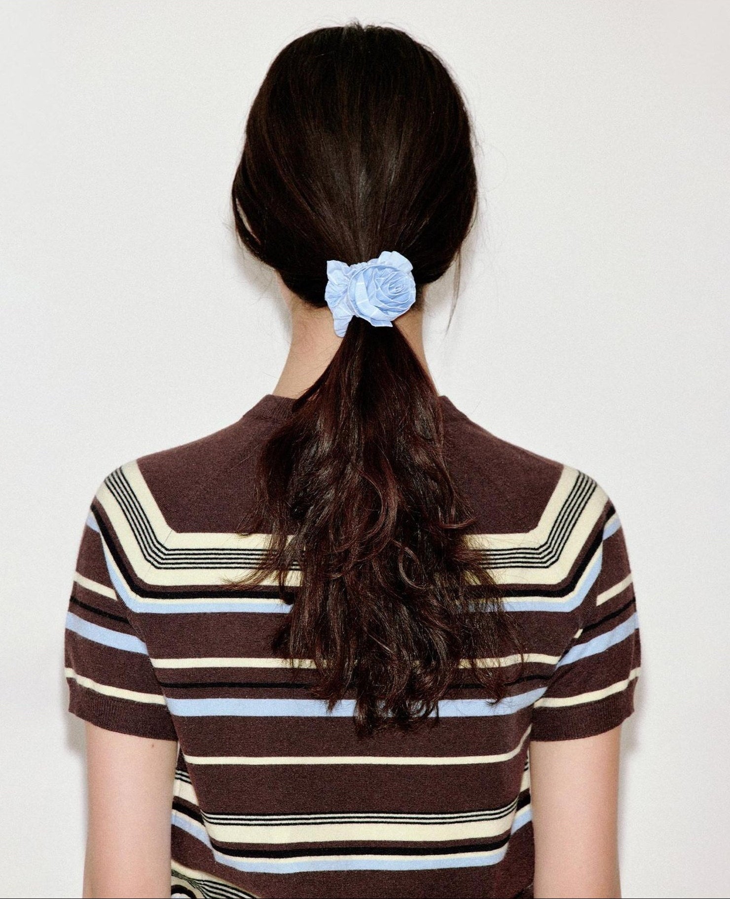 fano Blue Stripe French Style For Women Cute Printed Scrunchie Hair Accessories