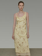 unspoken Office Minimalist Floral Cami A Line Natural Waist Tencel Maxi Dresses