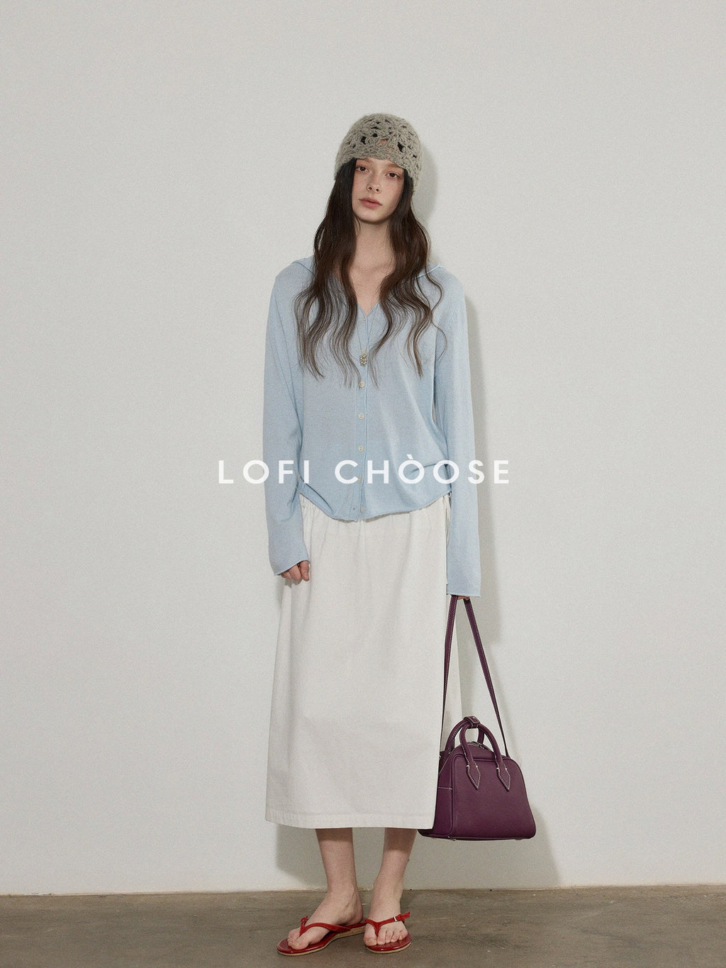 Lofi choose Soft Acrylic Blend Hooded Button Loose Fit Commuter Women Knit Cardigans