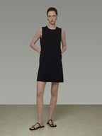 unspoken Minimal Sleeveless Natural Waist Structured Vest For Office Acetate Midi Dresses