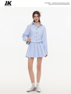 ikyou Breathable Embroidered High Waist A Line Office Blue Womens Midi Dresses
