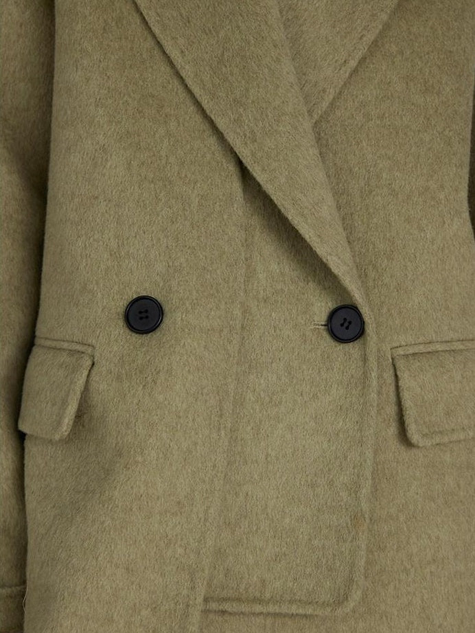 unspoken 70 Wool 30 Polyester Blend Minimalist Straight Double Breasted Blazer Wool Coats