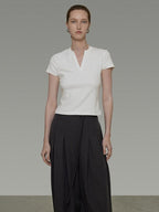 unspoken Moisture Wicking Slim V-neck Cropped Womens Viscose Blend Short Sleeve T-Shirts