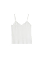 ikyou Lace Trim Slim Fit Spaghetti Strap Office Daily Stretch White Camisoles