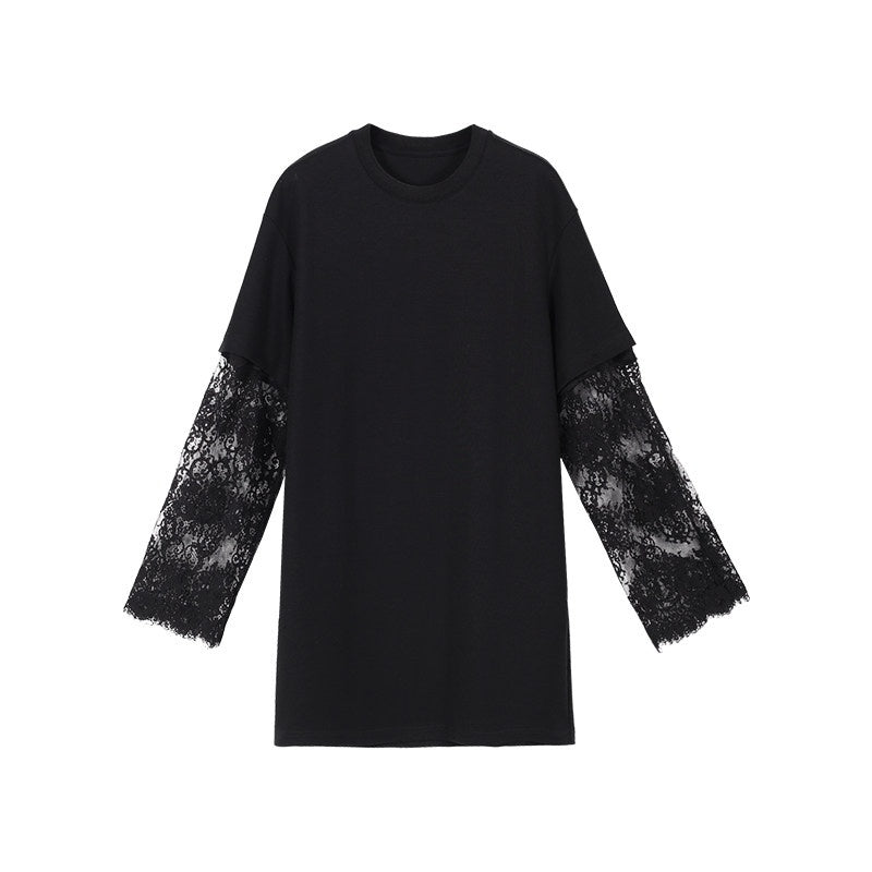 audreyyang_Lace_Trim_Cotton_Loose_Aline_Skirt_Short_Sleeve_Casual_Women_Top_&_Skirt_Sets_MISSTT