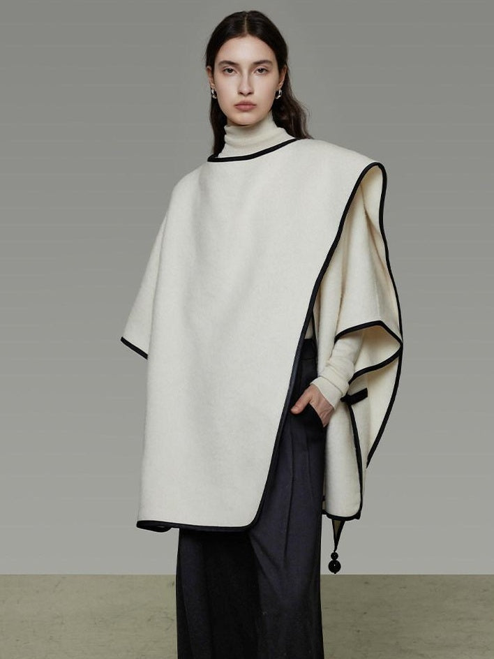 unspoken Premium Sheep Wool Blend 3D Tailored Loose Fit Commuter Women White Wool Coats