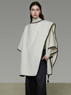 unspoken Premium Sheep Wool Blend 3D Tailored Loose Fit Commuter Women White Wool Coats