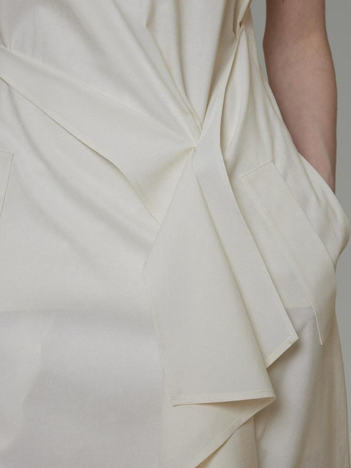 unspoken Cinched Waist Minimalist Asymmetric Spaghetti Strap A Line Midi Maxi Dresses