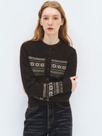 someonesometimes Cozy Wool Alpaca Blend Casual Geometric Button Round Neck Women Cardigans