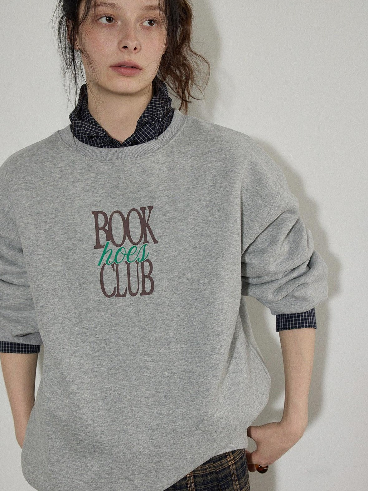 Lofi choose Fleece Lined Oversized Crew Neck Workwear Women Cotton Polyester Blend Sweatshirt
