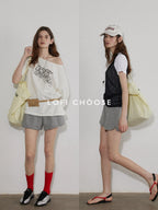 Lofi choose High Waist Loose Straight Leg Women Commuter Grey Casual Mini Shorts