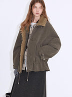 fano Insulated Korean Commuter Loose Stand Collar Grey Brown Puffer Jackets