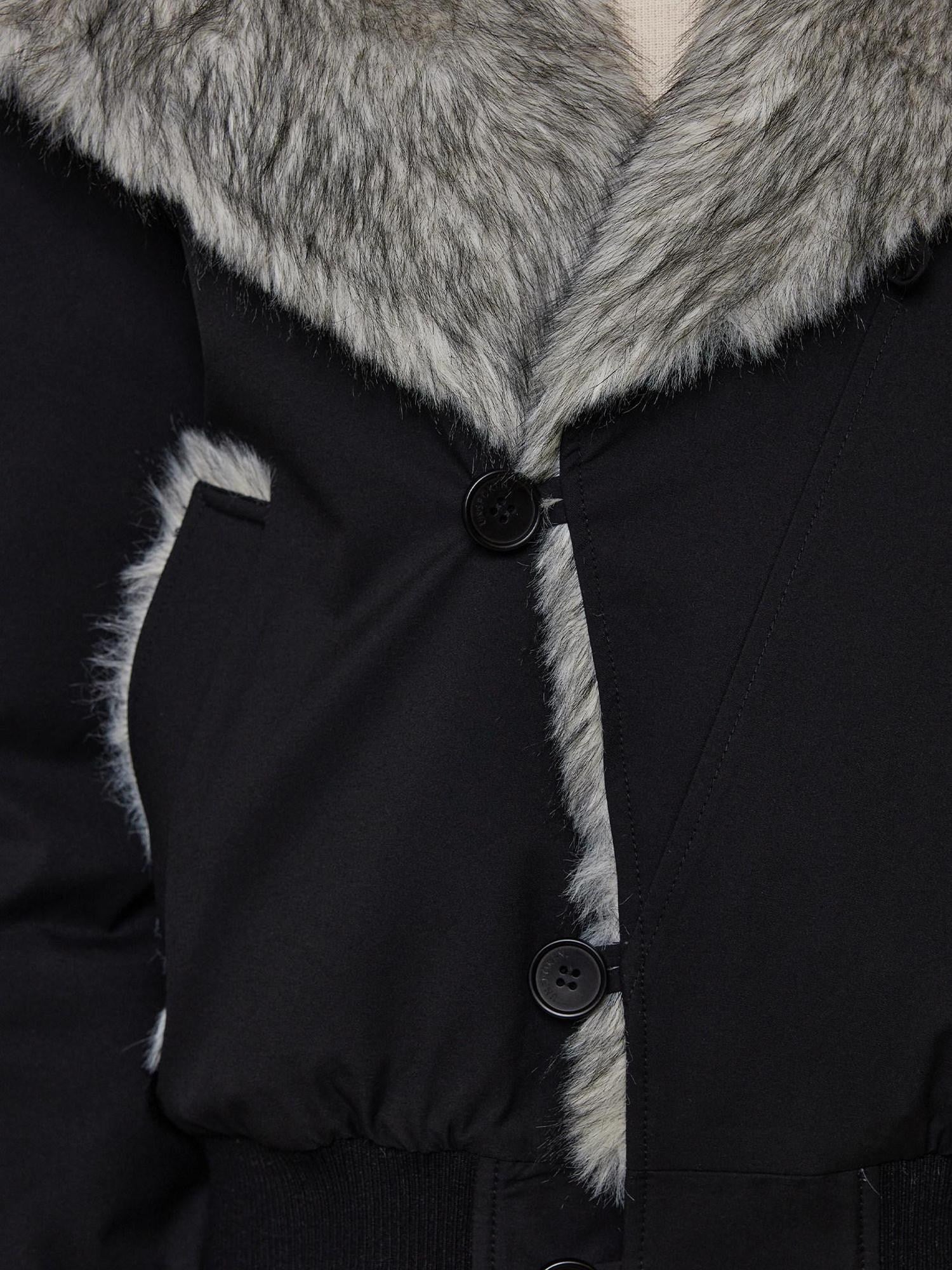 unspoken Warm Thick Fur Collar Loose Commuter Women Black Everyday Short Coat