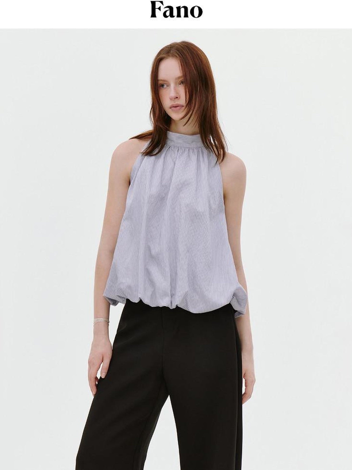 fano Soft Viscose Blend Striped Commuter Loose Halter For Women Halter Crop Tops