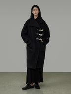unspoken Warm Thick Long Single Breasted Black Loose Fit Minimalist Office Wool Coats