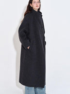 fano Pure Wool Single Breasted Lapel Midlength Straight Korean Women Gray Wool Coats