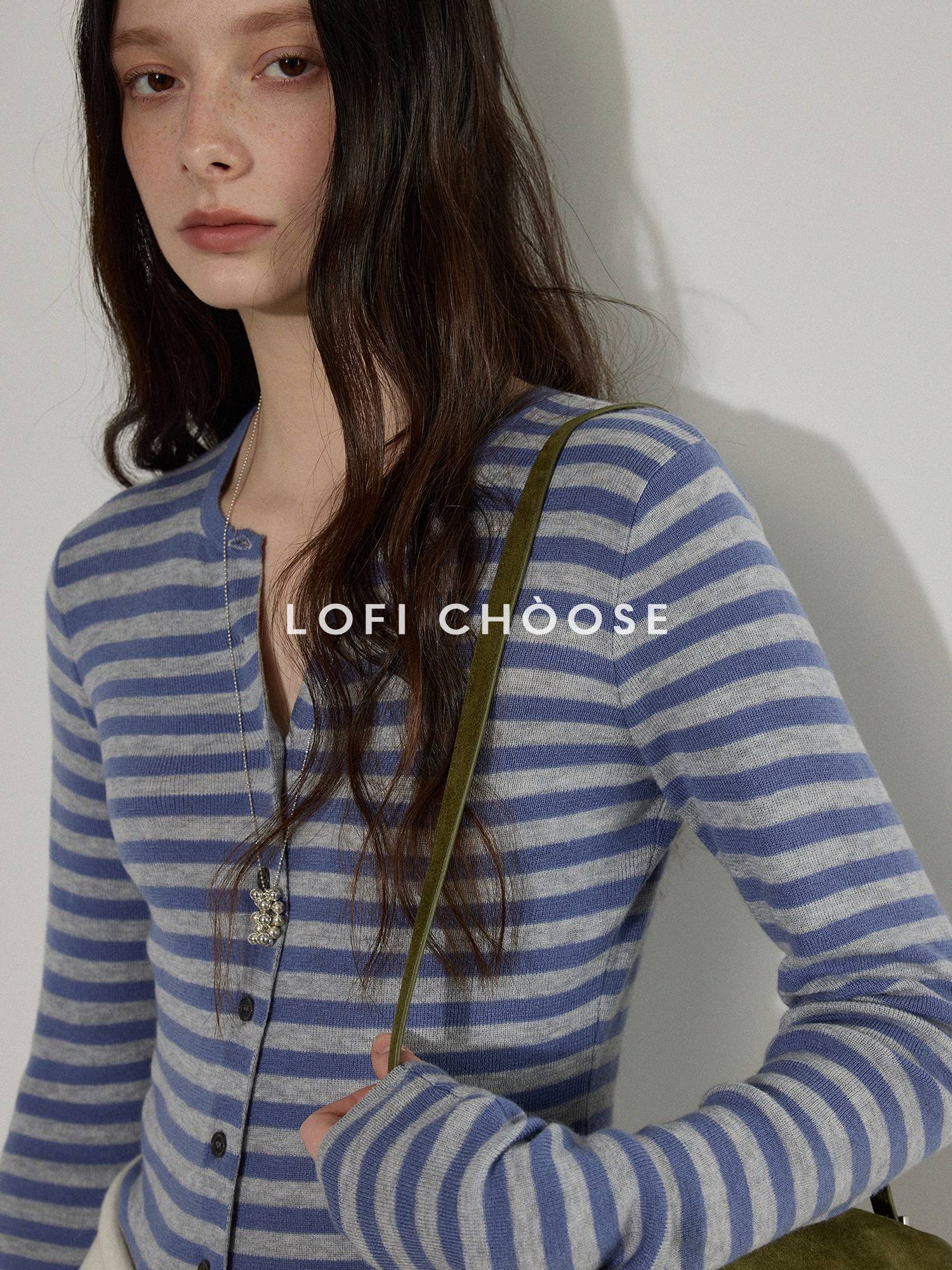 Lofi choose Wool Blend Slim Fit Striped Commuter Women Button Front Knitwear Cardigans