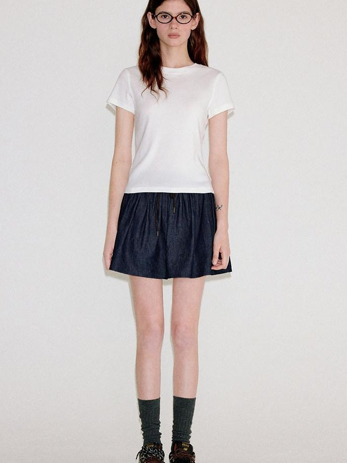 fano Cooling Lyocell Blend Korean Slim Short Sleeve Tee Basic Crop Tops