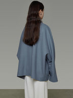 unspoken Pure Sheepswool Structured Tailoring Relaxed Fit Mist Blue Wool Coats