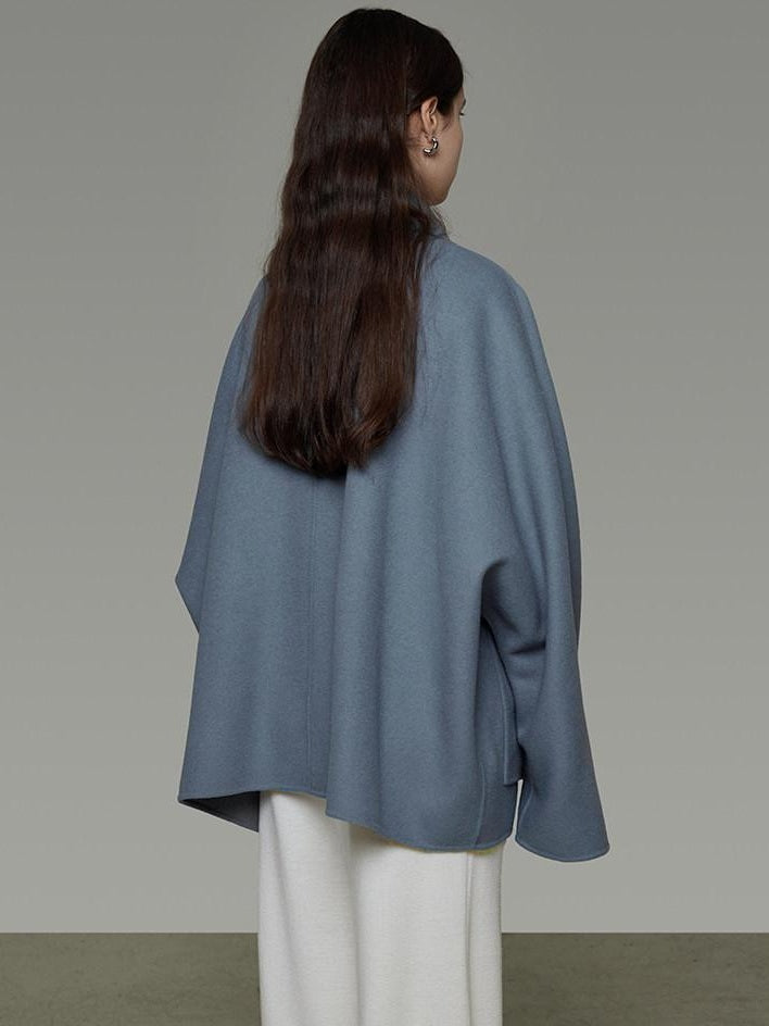 unspoken Pure Sheepswool Structured Tailoring Relaxed Fit Mist Blue Wool Coats