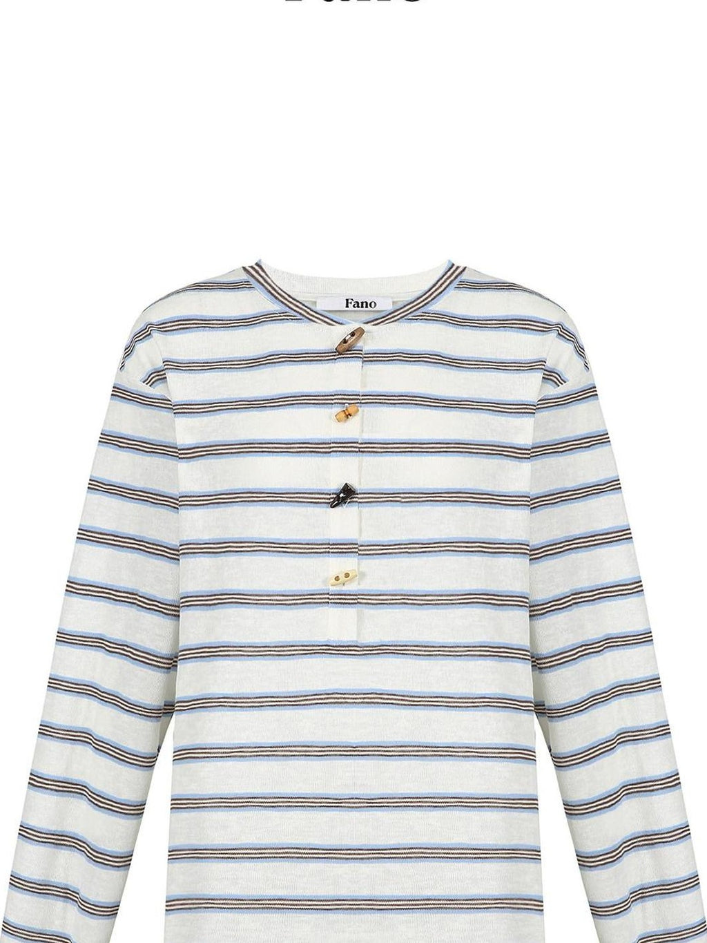 fano Cotton Blend Relaxed Loose Round Neck Women Striped Long Sleeve T-Shirts