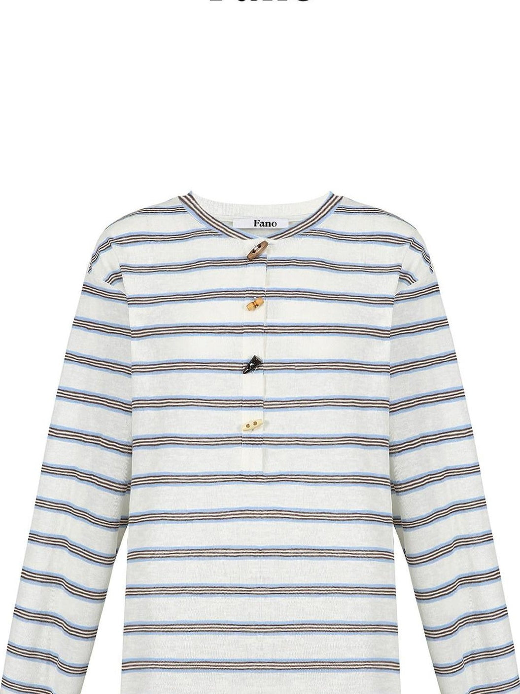 fano Cotton Blend Relaxed Loose Round Neck Women Striped Long Sleeve T-Shirts