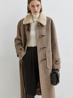 fano Warm Thick Mid Length Stand Collar Straight Commuter Young Women Wool Coats