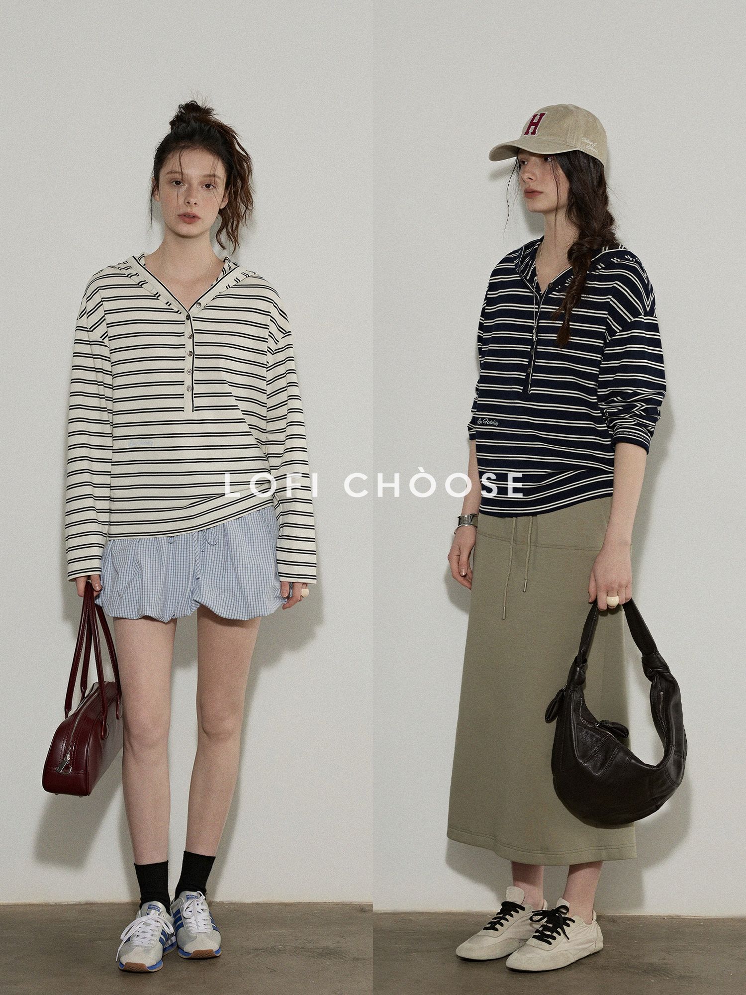 Lofi choose Embroidered Striped Loose Commuter Drop Shoulder For Women Long Sleeve T-Shirts