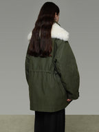 unspoken 90% White Duck Down Warm Midlength Stand Collar Women Army Green Down Jackets
