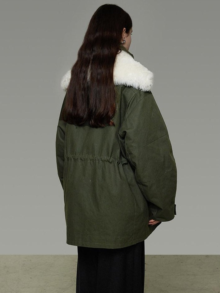 unspoken 90% White Duck Down Warm Midlength Stand Collar Women Army Green Down Jackets