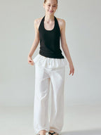 fano Soft Stretch Viscose Halter Slim Fit Office Layering Black Camisoles